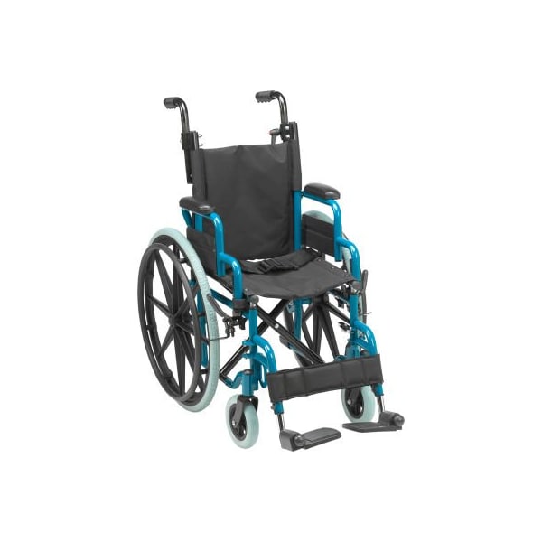 Drive Medical WB1400-2GJB Wallaby Pediatric Folding Wheelchair, 14" Seat, Jet Fighter Blue WB1400-2GJB - main
